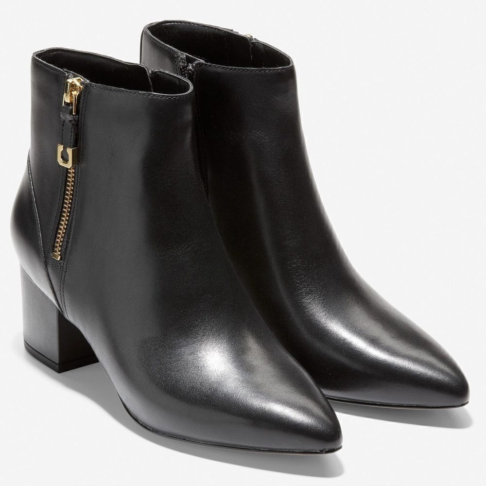 COLE HAAN Eva Bootie, Black Leather, Women’s Size 7B, Excellent Condition